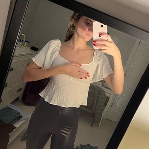 White Flowy Crop Top